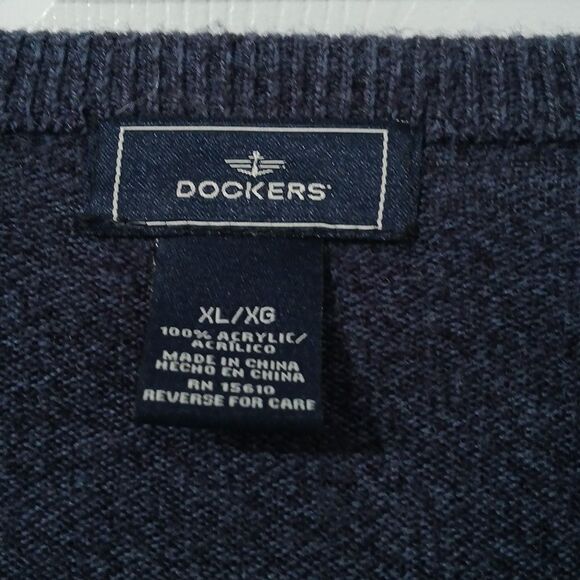 Dockers navy blue  v-neck sweater vest business casual Sz XL NWOT - Picture 4 of 5